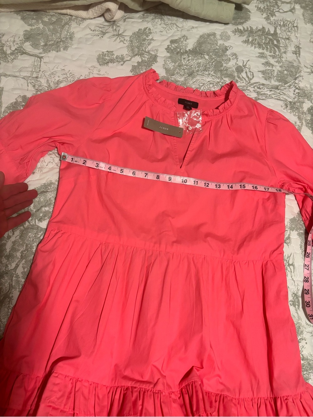 NWT J. Crew sz Medium Petite PM Pink Tiered Popover Dress poplin ruffles barbie - Picture 8 of 15